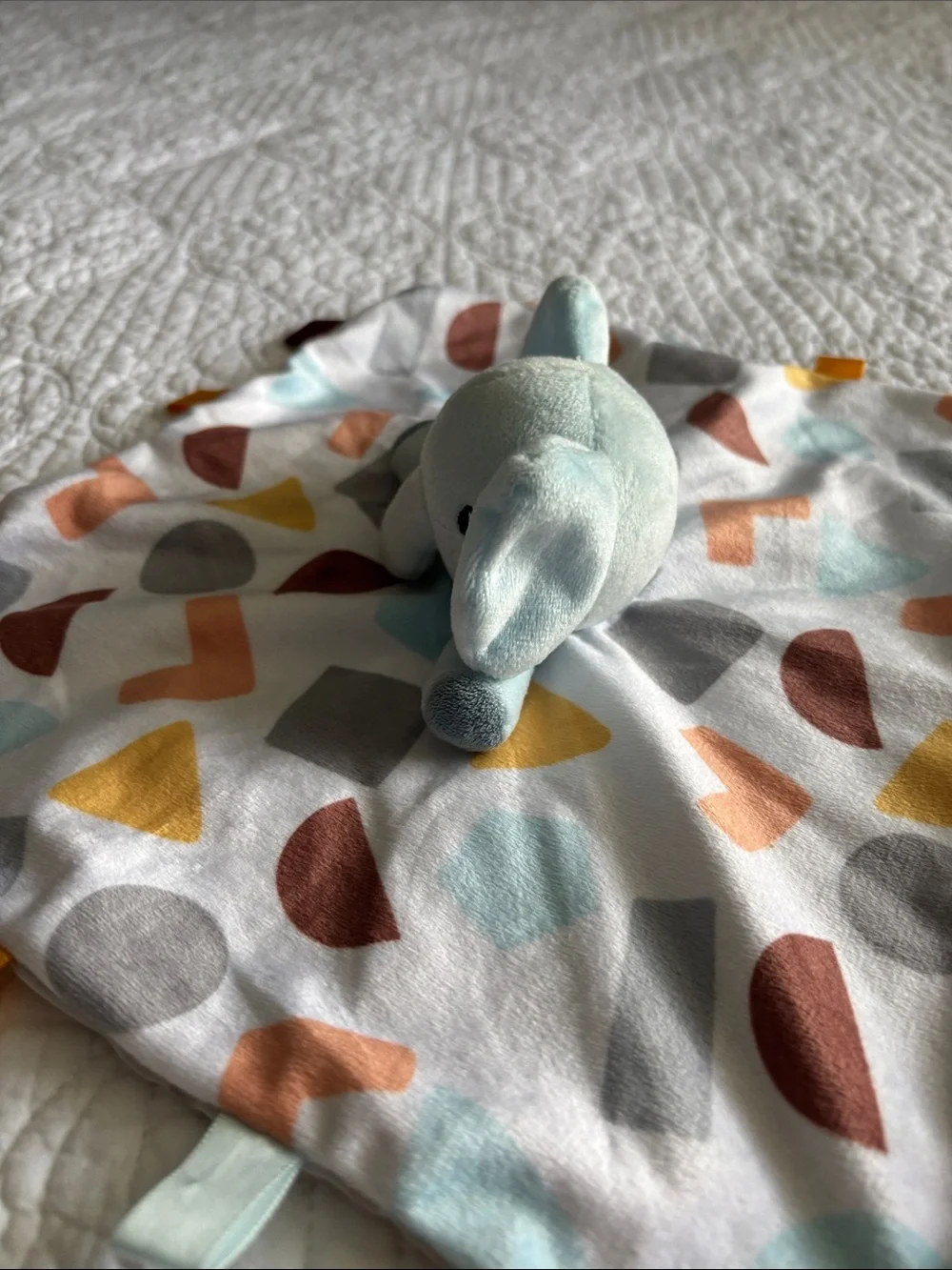 Parents Choice Plush Elephant Taggie Security Blanket Lovey Light Blue